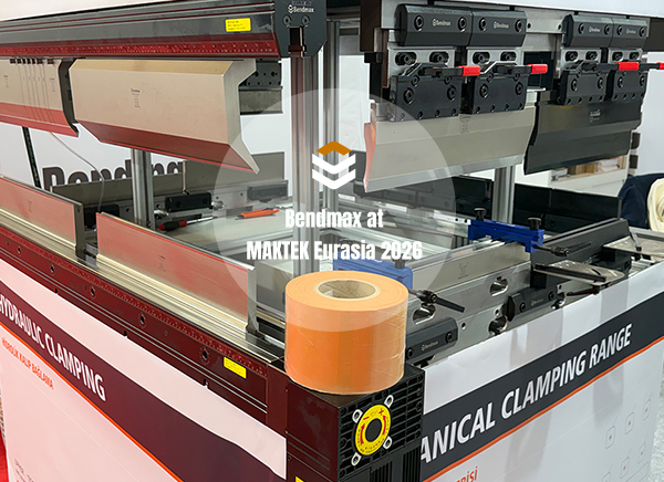 Bendmax press brake tooling display with punches, dies and clamping systems in Istanbul